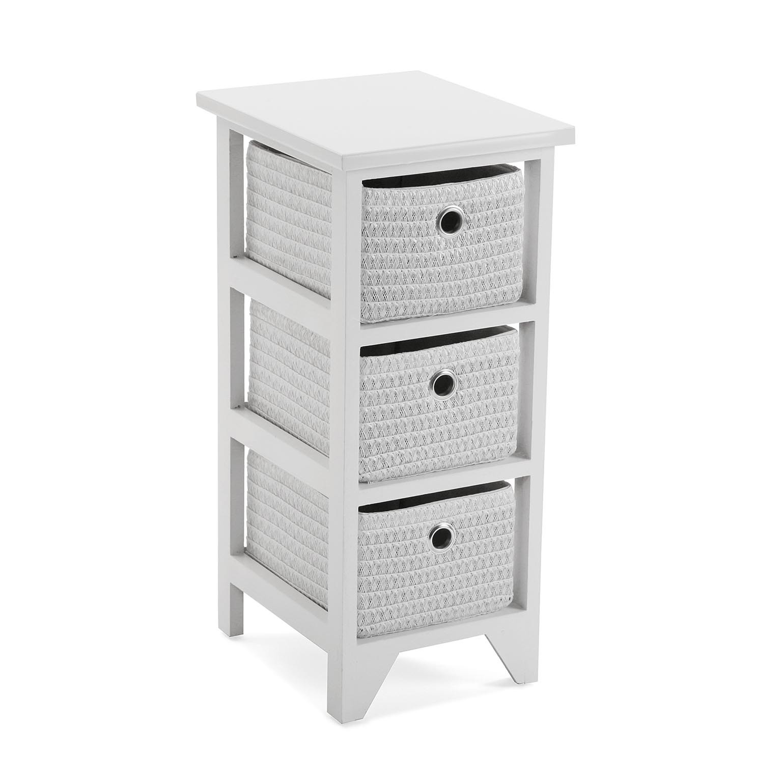 Versa Ohai Mueble para el Baño Auxiliar, Cajonera con 3 cajones para almacenaje, Medidas (Al x L x An) 56 x 30 x 25 cm, Madera, Color Blanco