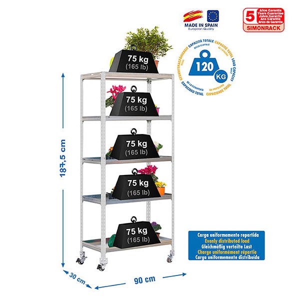 Estantería SIMONRACK Simongarden click mob. 5/300 galva/galva
