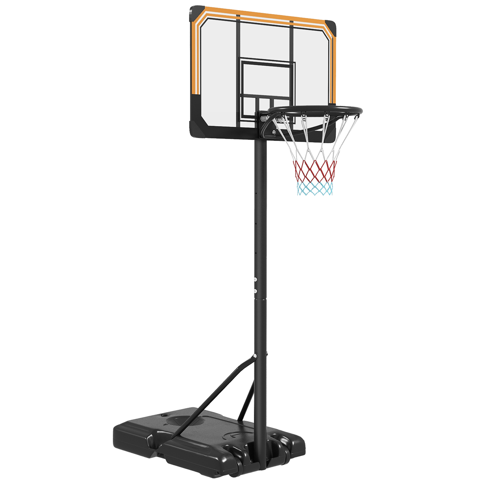 SPORTNOW Canasta de Baloncesto de Exterior con Altura Ajustable 235-264 cm Aro de Baloncesto con Soporte Canasta de Baloncesto con Ruedas Base Rellenable Negro