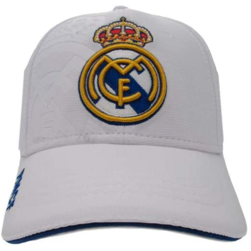 Gorra Real Madrid Blanca con Estampados Bordados Ajustable para Junior