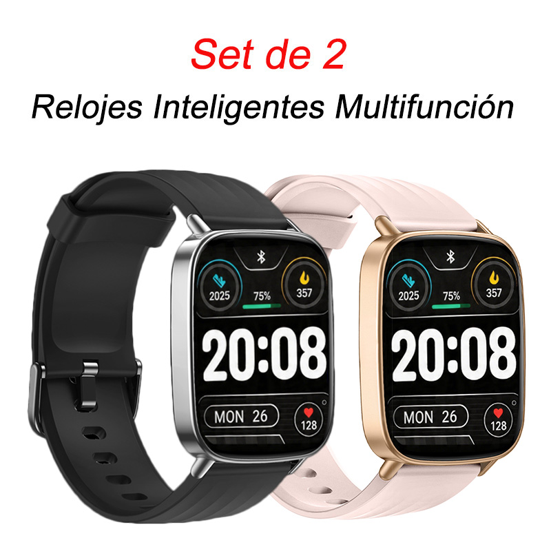 Ostark Reloj Inteligente 1.85" TFT-LCD IP68 | Llamadas Bluetooth, Corona Giratoria, 100 Modos Deportivos, Monitoreo de Ritmo Cardíaco 24 h, Presión, SpO₂ y Sueño, Diales Personalizables, Gadgets Prácticos, Batería 350 mAh y Autonomía de 5-7 Días