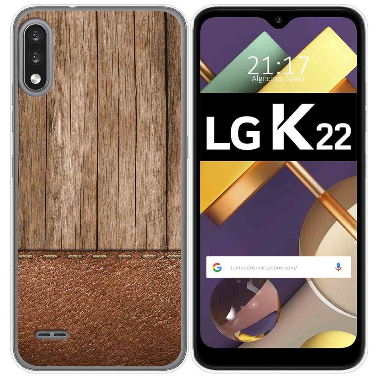 Tumundosmartphone Funda Gel Tpu para Lg K22 diseño Madera 09 Dibujos