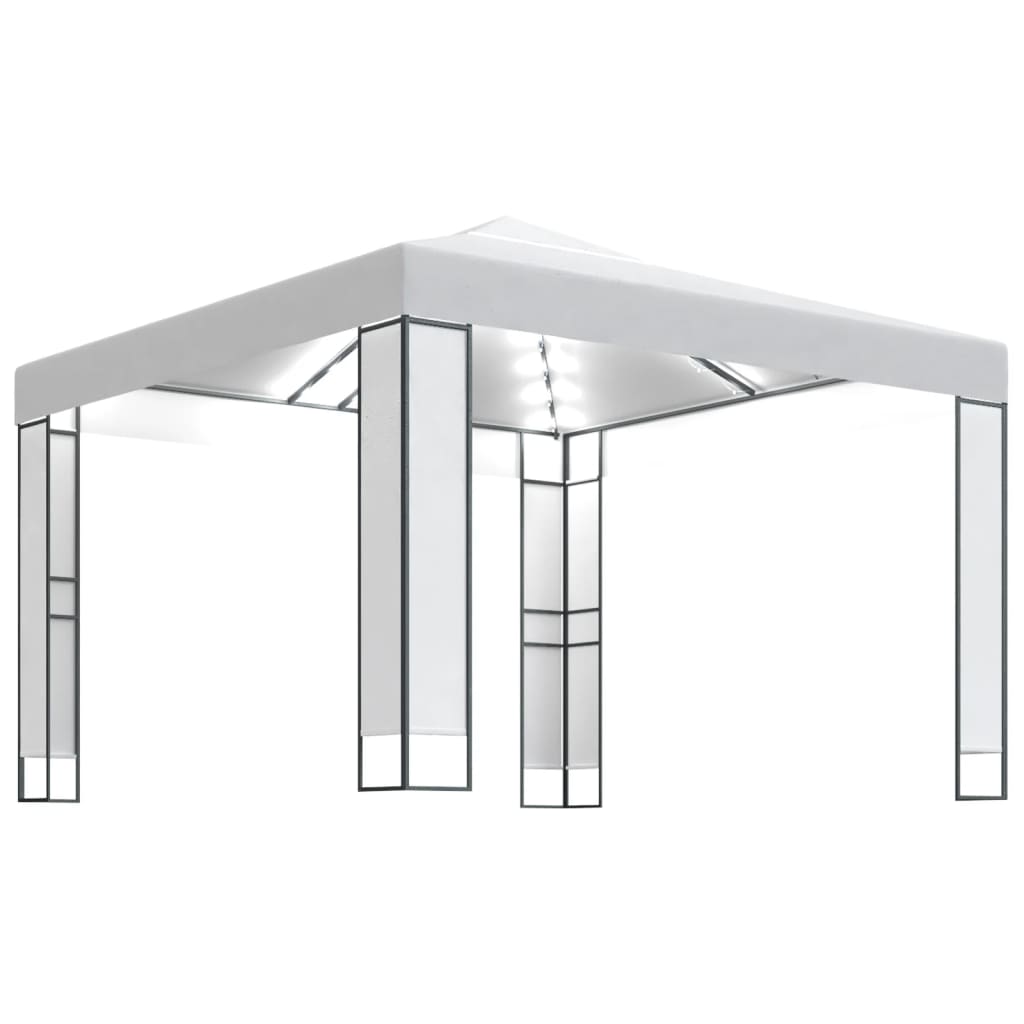vidaXL Cenador con Doble Techo y Tira de Luces 3x3 m Pérgola Parasol Color Antracita,  Blanco, y mas