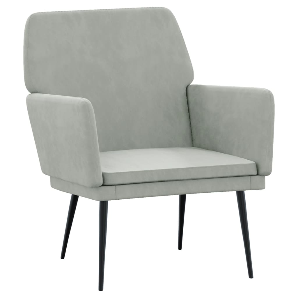 Vidaxl Sillón Terciopelo 62x79x79 Cm Gris Claro
