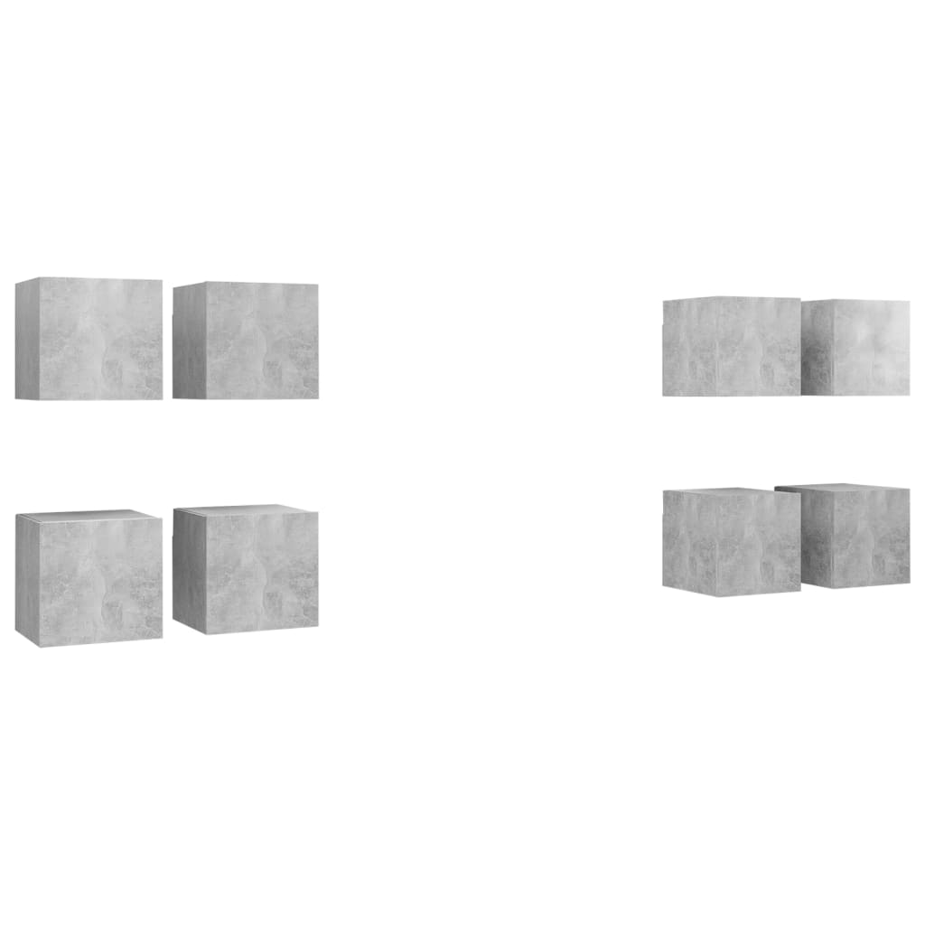 vidaXL Muebles de TV de pared 8 piezas gris hormigón 30,5x30x30 cm