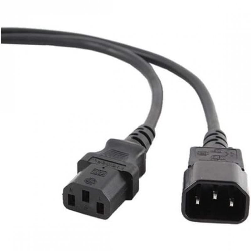 Gembird Power Cable C13 to C14 1.8m Black with Male Connectors, CE Certified, perfect for connecting devices. Ideal cable extender for versatile applications.