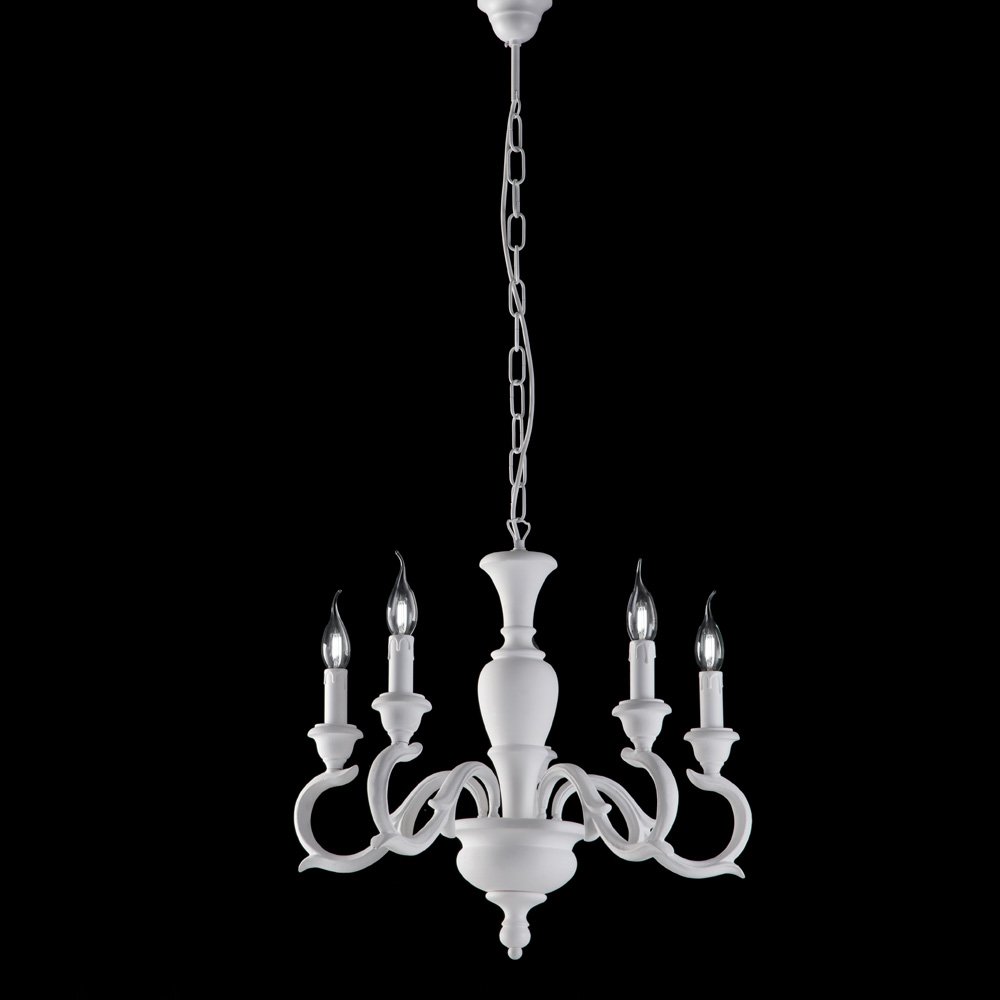 Araña Shabby Chic Fiorenza Blanco 5 Luces E14