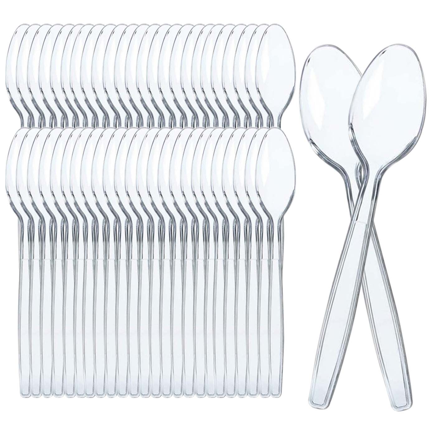 Various Cubiertos de Plástico de Alta Resistencia,Transparente Reutilizable,Cucharas. cuchillos .tenedores. para Actividades de Cumpleaños, Fiestas, Buffets,Bodas,Catering, Barbacoas 100pcs/200pcs/500pcs