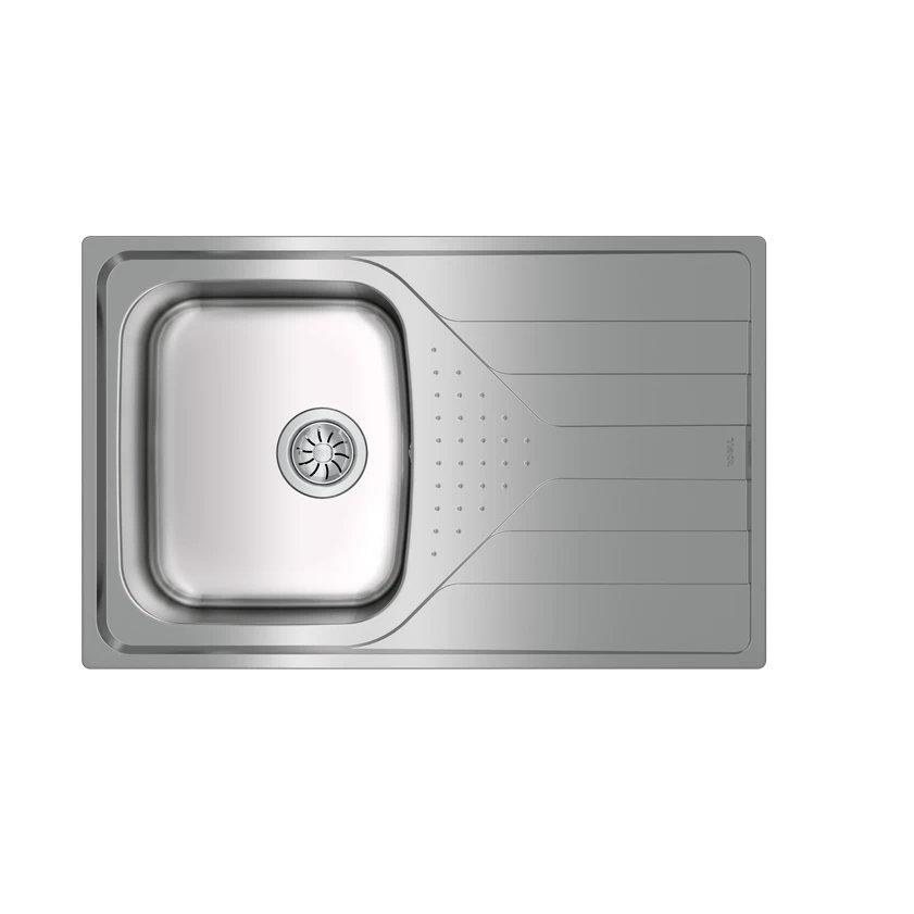 Fregadero Encastre Acero inoxidable Rectangular 1 Senos TEKA 45 T XP 1C 1E D  | UNIVERSE, Acero inoxidable pulido, 50cm, x 79cm, ( 17cm )