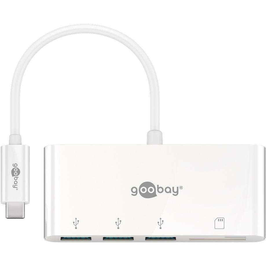 Goobay 62097 base para portátil y replicador de puertos Alámbrico USB 3.2 Gen 1 (3.1 Gen 1) Type-C Blanco