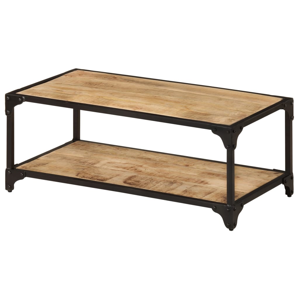 Vidaxl Mesa de Centro de Madera Maciza de Mango Rugosa - 40x40x36 Cm