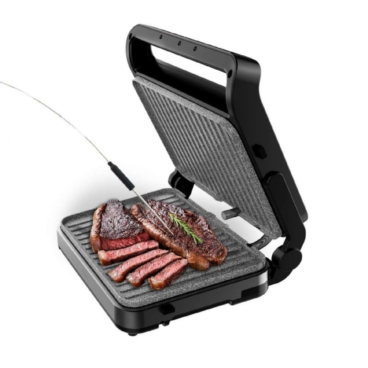 Cecotec Parrilla Eléctrica con Grill Rock'nGrill 2000 PerfectCook. 2000W, con Sonda Temperatura, Control Táctil, Dual Temp