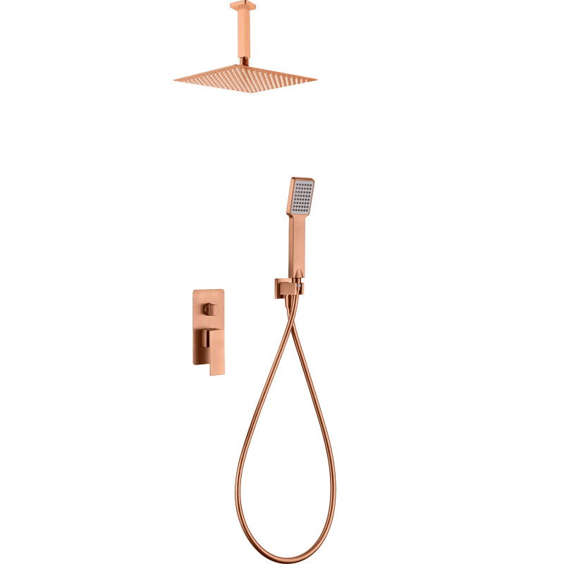 Imex Catania GPC061/ORC conjunto de ducha monomando empotrado de 2 vías en acabado oro rosa cepillado