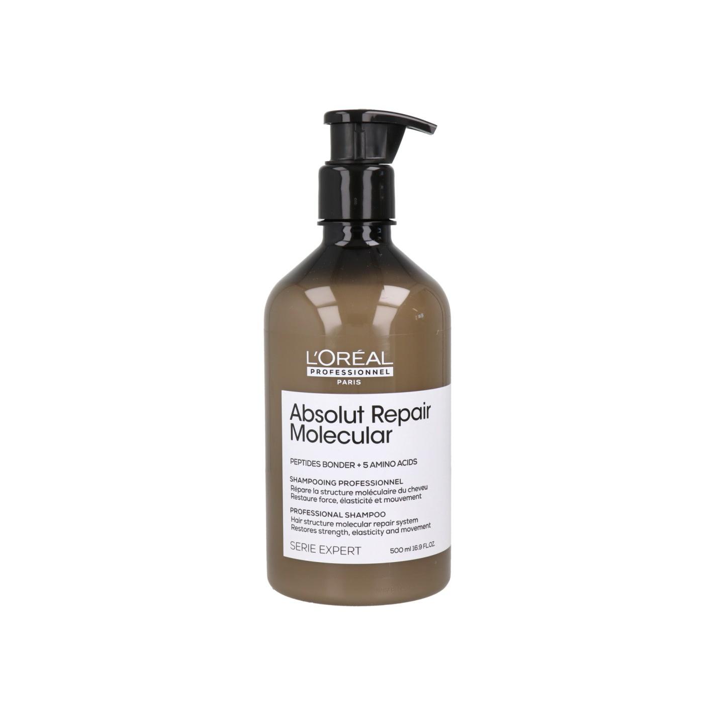 Loreal Expert Absolut Repair Molecular Champú 500 Ml, champú Intensivo Fortalecedor Para Un Cabello Más Sano.