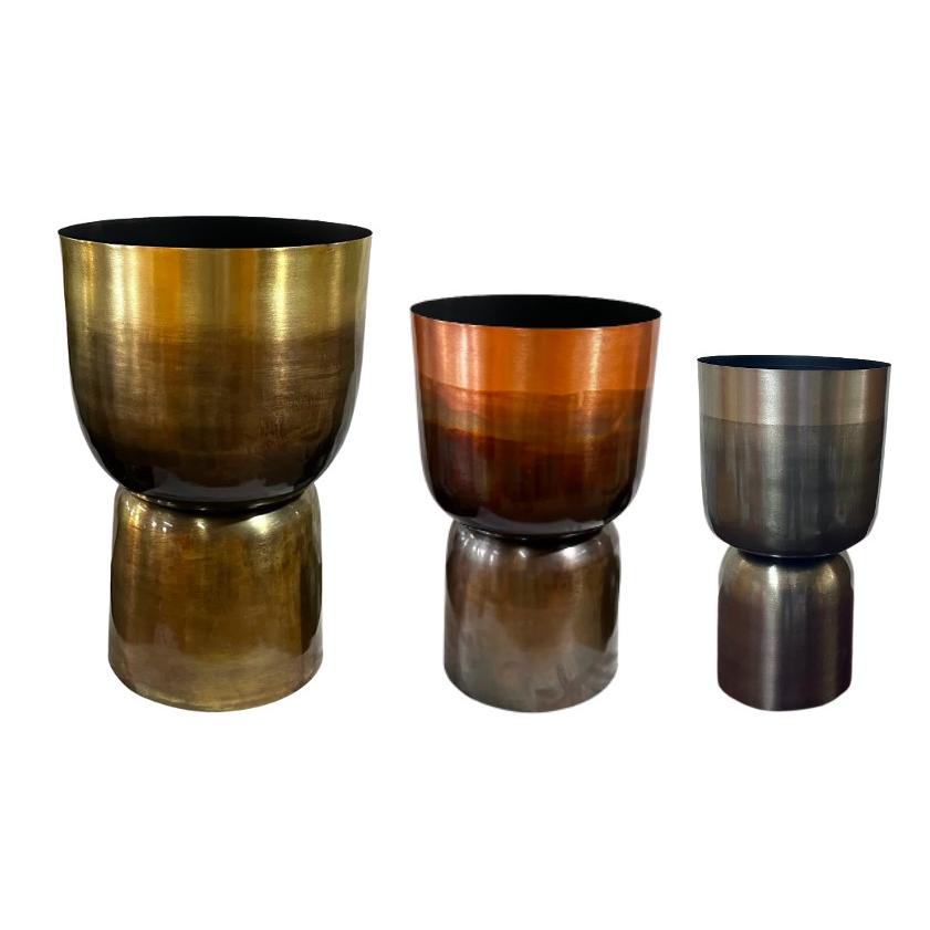 MACETERO SET 3 METAL 40X40X62 PATINADO DORADO FIJALO MC208623