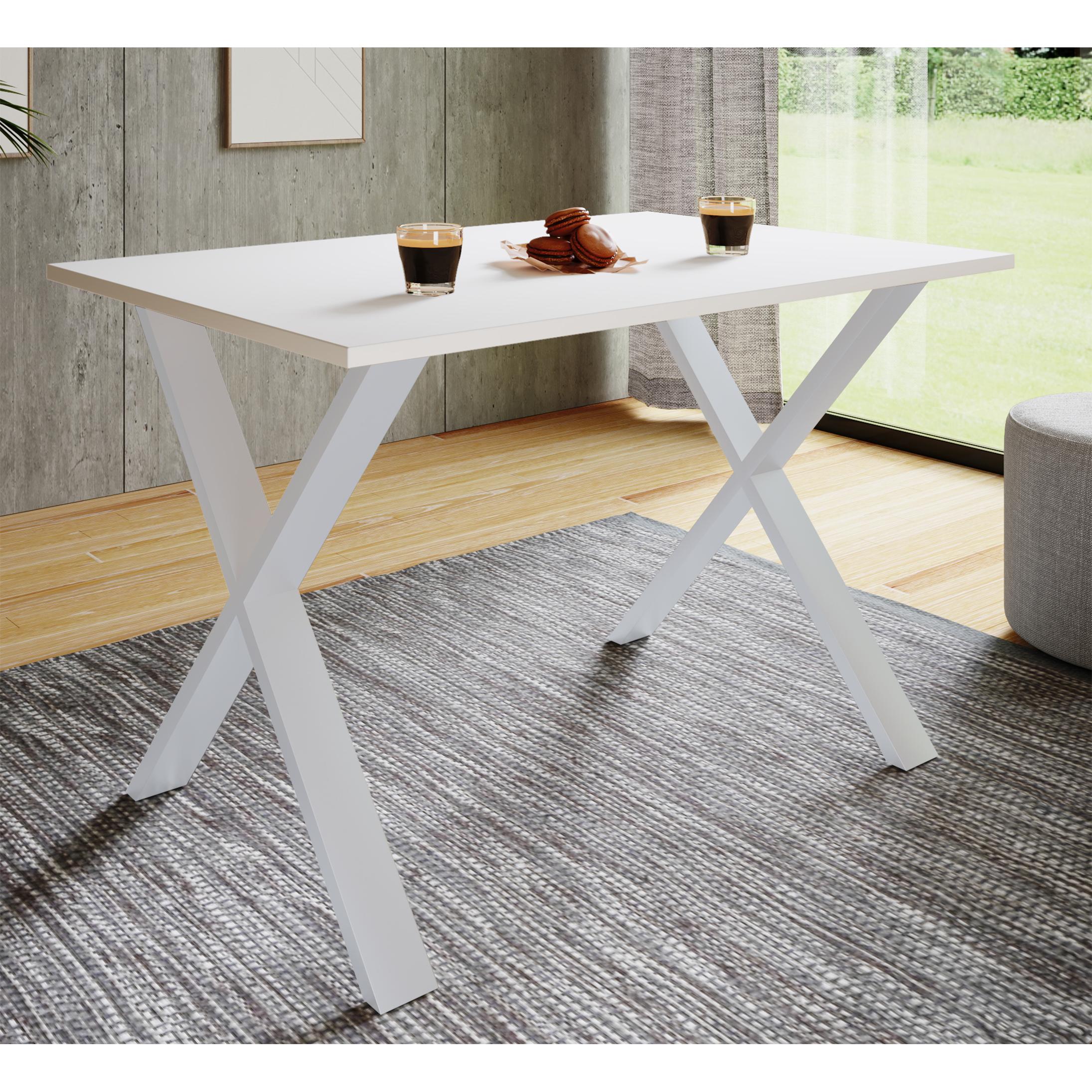 Holzesstisch | H. 76 x B. 140 x T. 50 cm |hochwertiges und massives Fußgestell | Füße aus Eisen | Küchentisch - Xona U