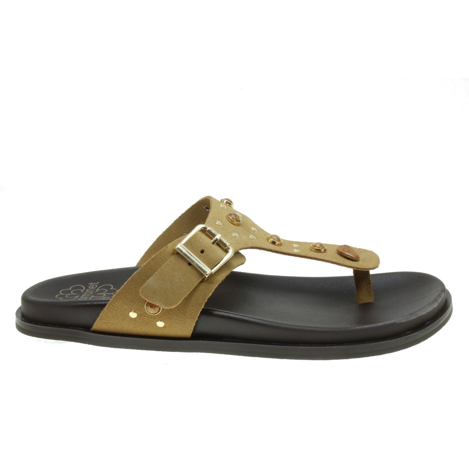 Porronet mod. 3294 - Sandalia esclava en serraje con abalorios