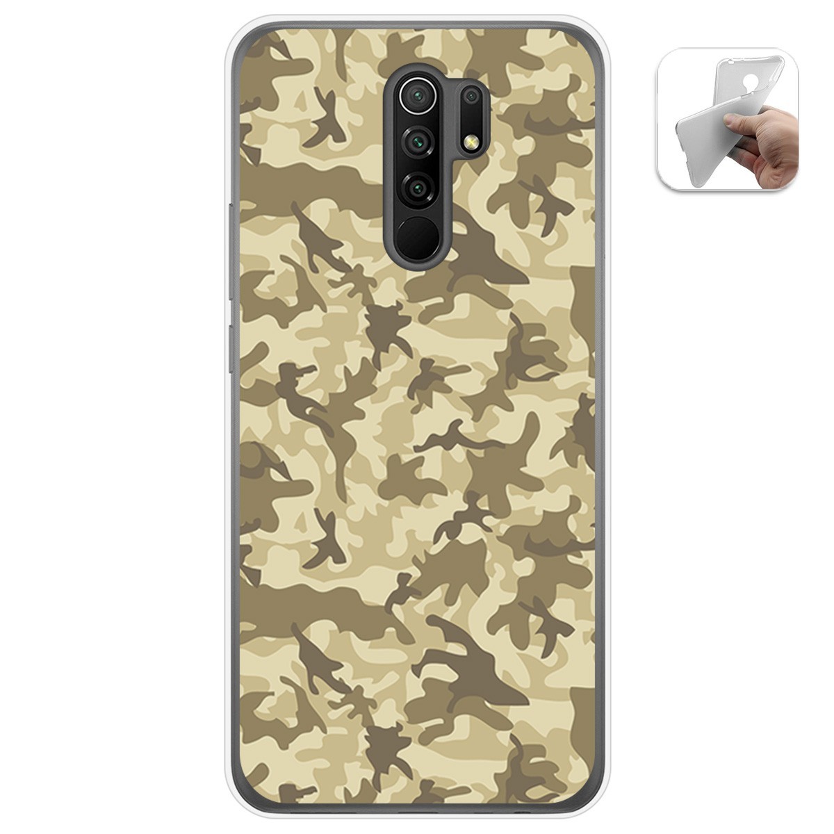 Tumundosmartphone Funda Gel Tpu para Xiaomi Redmi 9 diseño Sand Camuflaje Dibujos