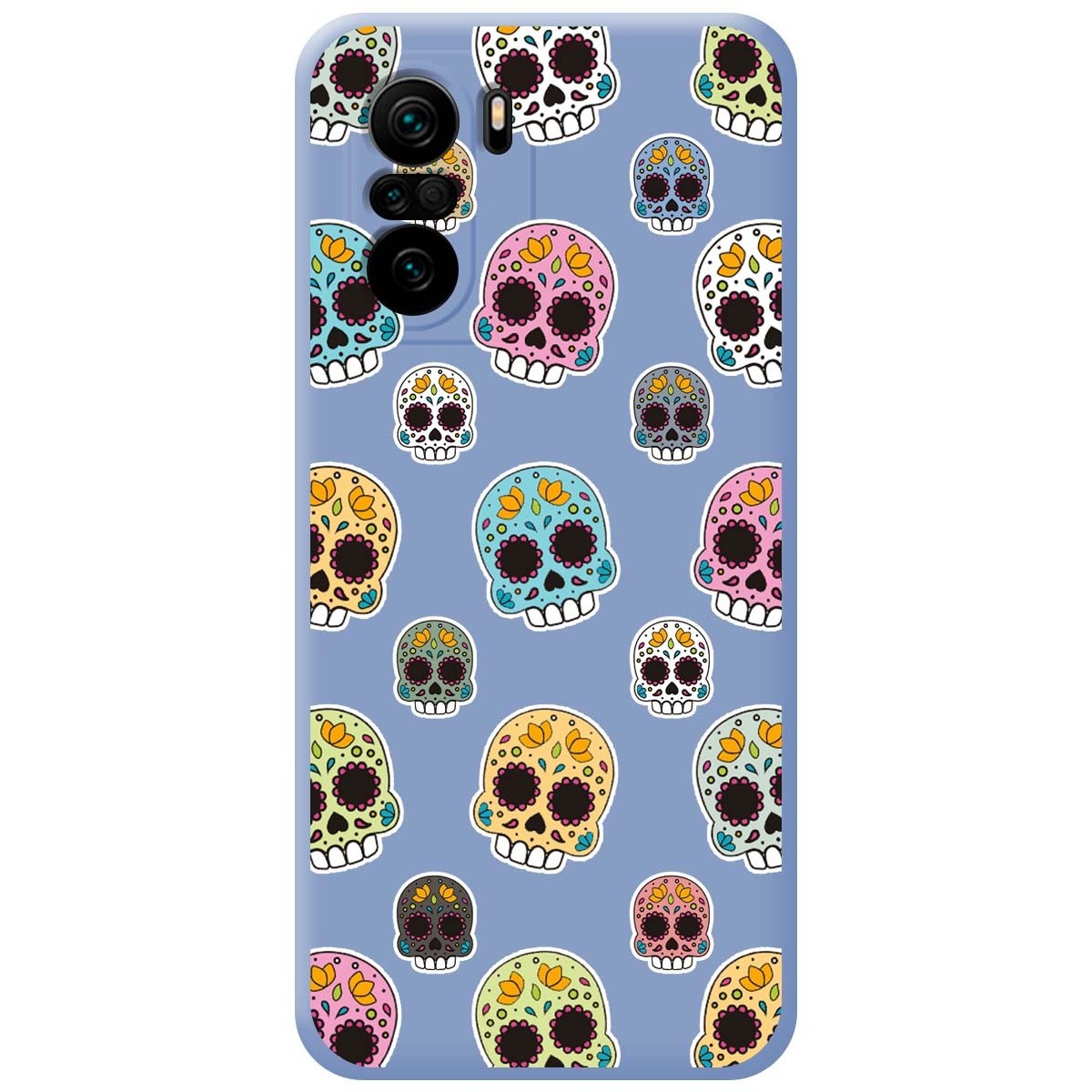 Tumundosmartphone Funda Silicona Líquida Azul para Xiaomi POCO F3 5G / Mi 11i 5G diseño Catrina Dibujos