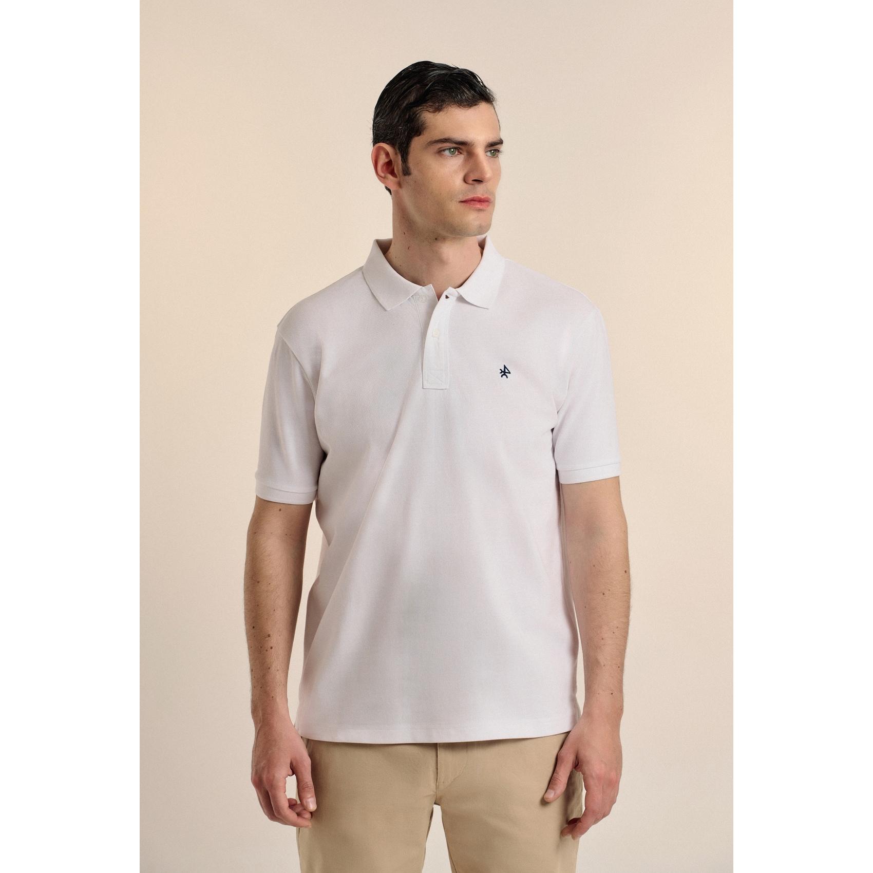 Polo Valecuatro clásico algodón piqué blanco