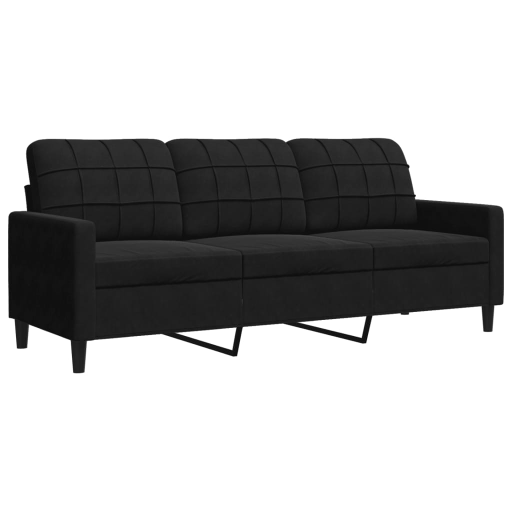 vidaXL Sofá de 3 plazas terciopelo negro 180 cm