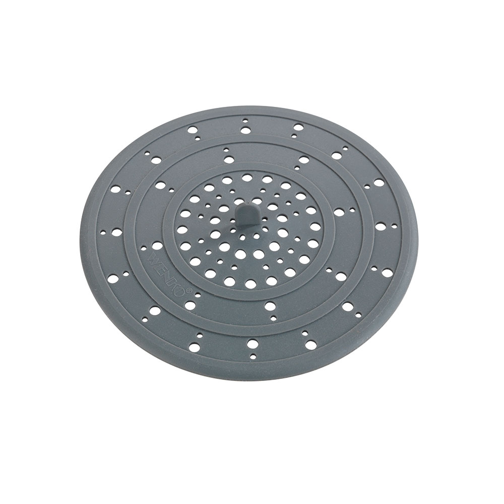 WENKO Filtro desagüe de silicona Sava gris - colador de fregadero, Silicona, 12 x 0.3 x 12 cm, Gris