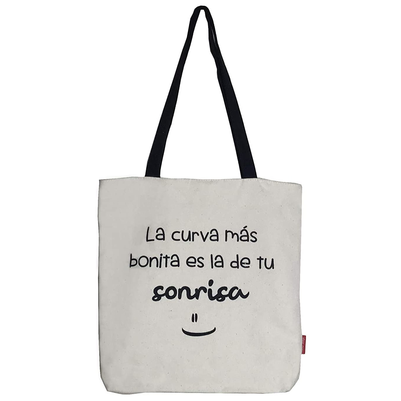 Hello-Bags. Bolso tote bag con cremallera, forro y bolsillo interior. Exterior: Algodón 100%. Incluye sobre kraft de regalo. Modelo LACURVA. Color: Crudo / Negro. Medidas: 37x38 cm.