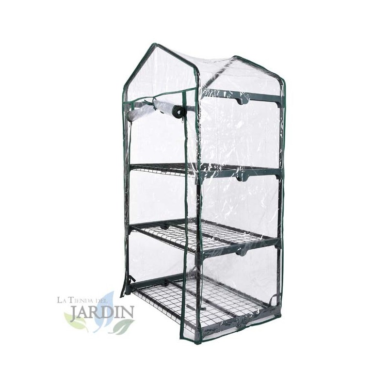 SUINGA Invernadero de Terraza con cremallera 128x69x49 cm, 3 estantes, para cultivo en interior y exterior