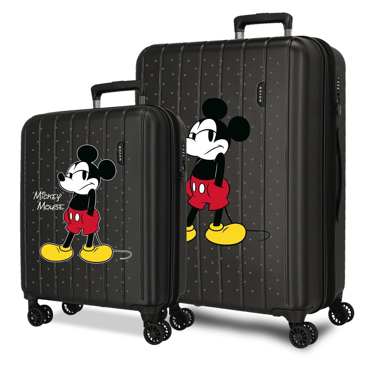 Juego de Maletas Disney Mickey y Minnie Expandibles con ABS, 4 Ruedas 360°, Cierre TSA y Diseño Infantil para Viajes en Familia