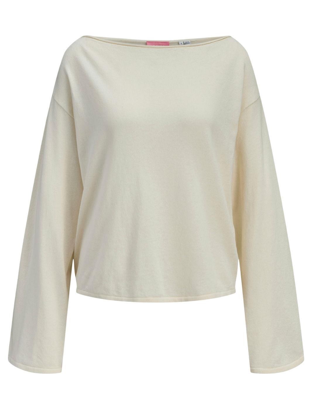 Jersey JJXX Jennna cuello barco beige para mujer