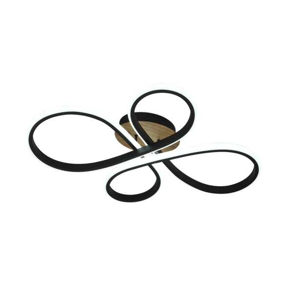 Plafon bandeira 88w 3000-4000-6500k negro/madera 9680  lm c/remoto,memoria y reg.intensidad 12x60x43cm