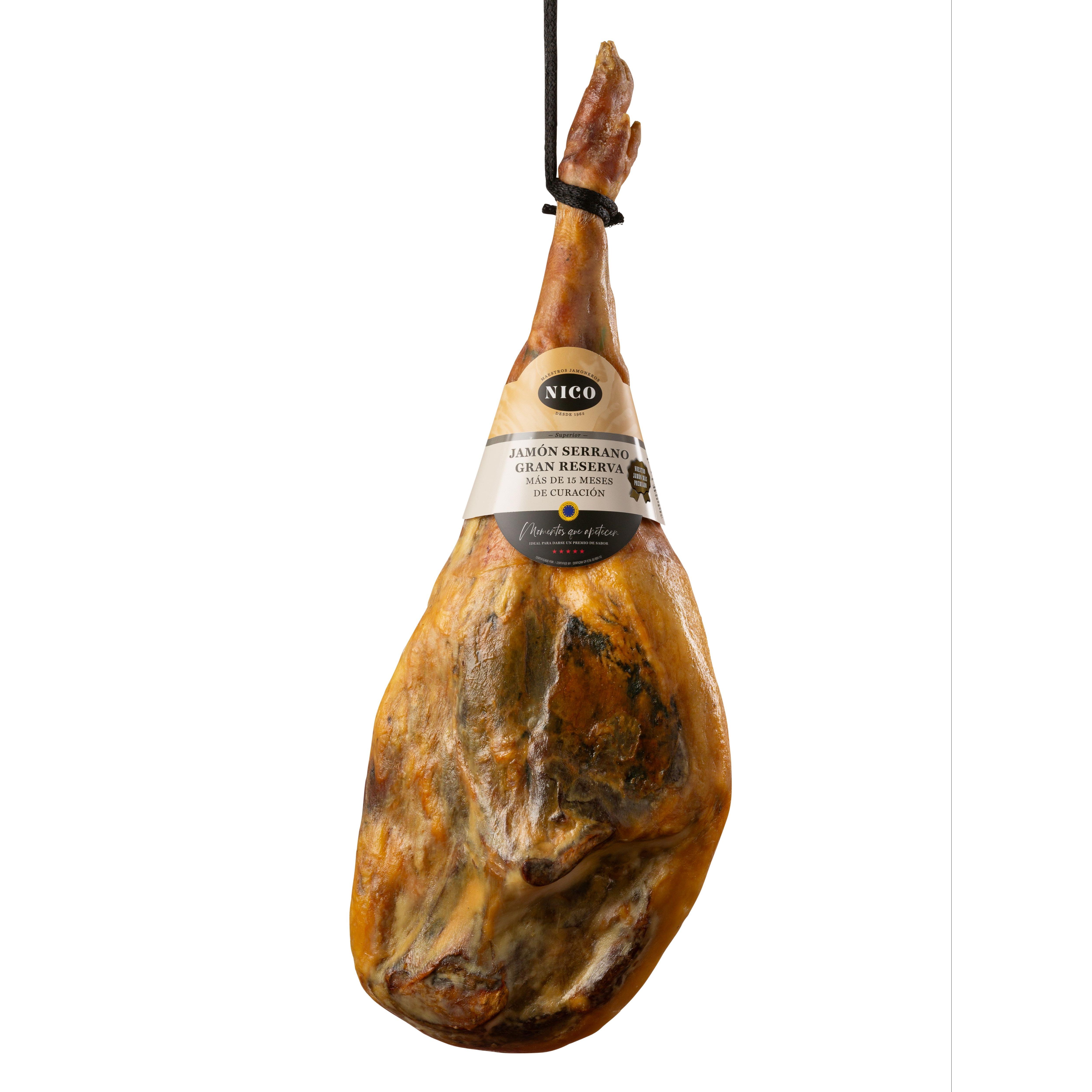 Nico Jamones Jamón Serrano Gran Reserva 6,5 - 7,5 Kg | Curación de mas de 14 Meses | Premio Alimentos de España 2016