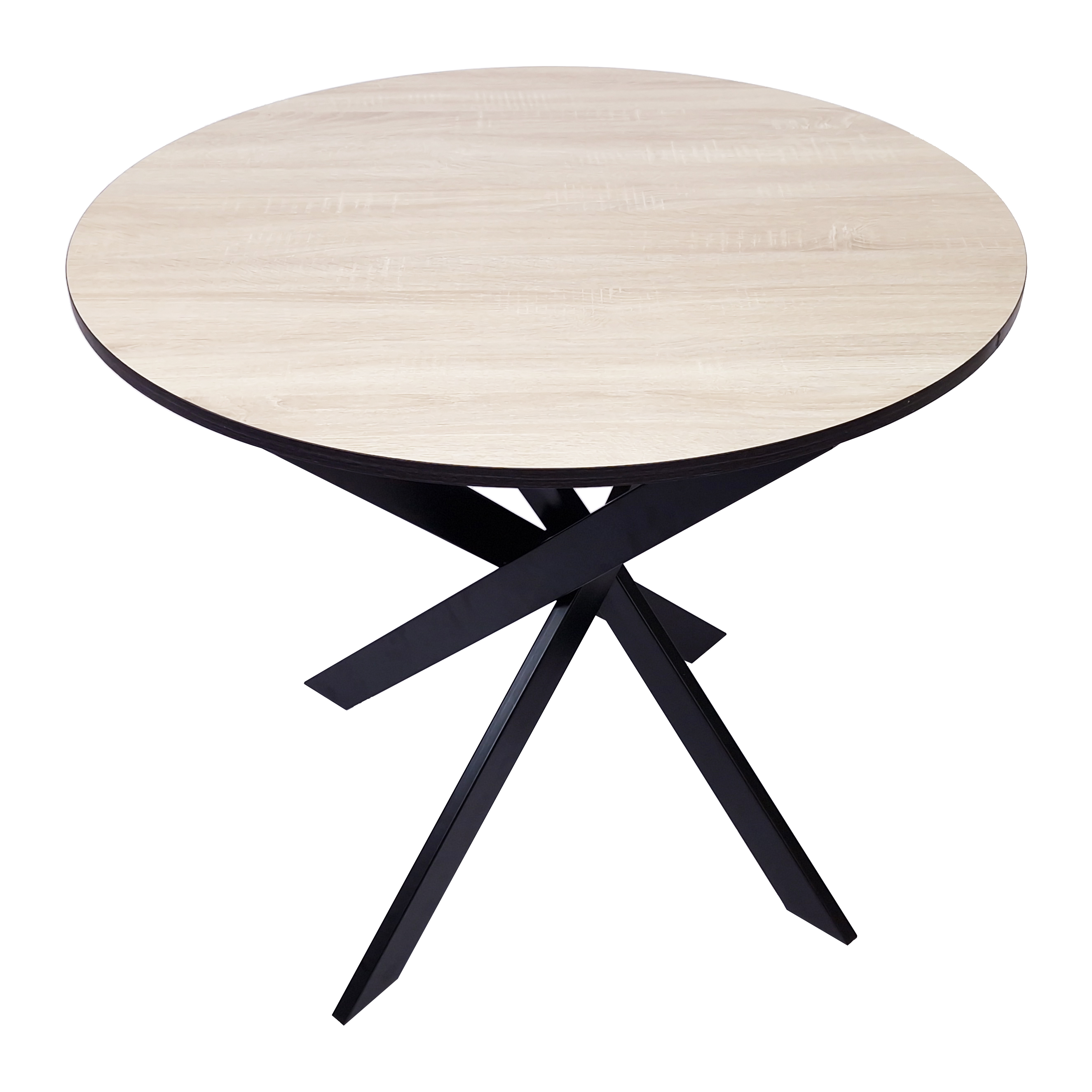 Skraut Home - Mesa de comedor fija redonda - Modelo Zen - Ø90x90x77cm - Capacidad hasta 4 personas - Materiales resistentes - Encimera en melamina de alta calidad - Color mate con patas metálicas color lacado mate