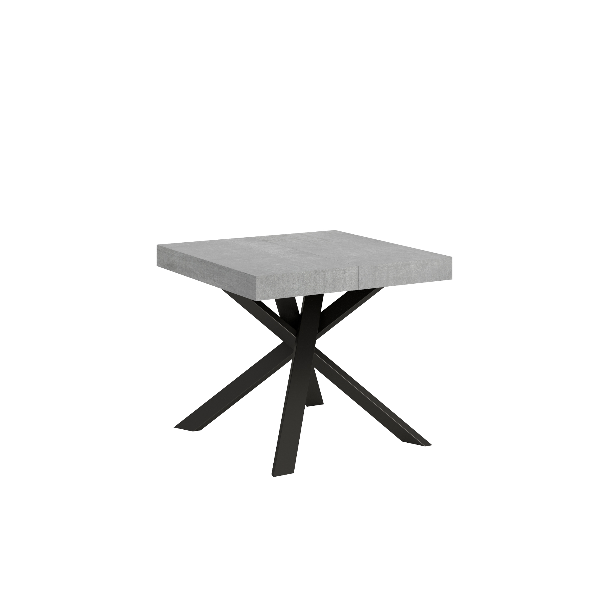 Mesa extensible 90x90/194 cm Clerk Tapa de cemento - Patas antracita - Itamoby