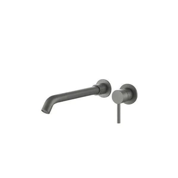 VALAZ Guadiana Grifo de lavabo de 26 cm redondo y empotrado fabricado en latón color gun metal