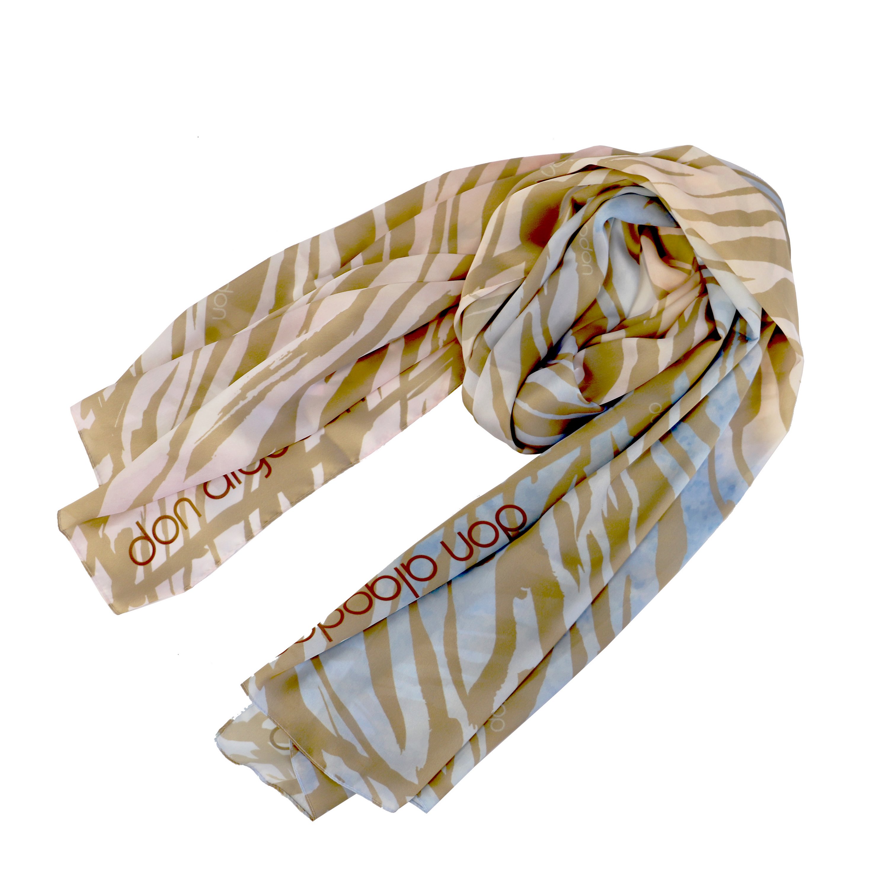 Pañuelo de mujer Don Algodon - Fular Simeona Rectangular Estampado Azul Gris Logos Personalizados