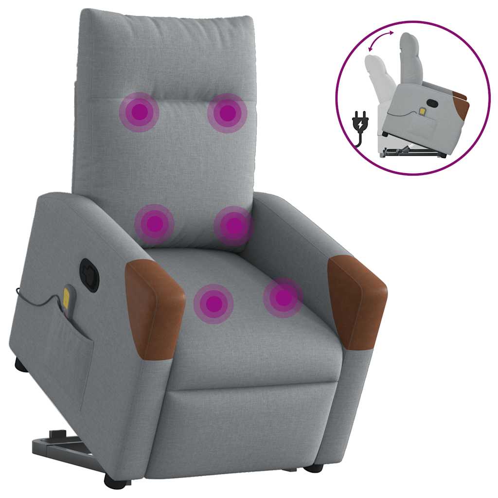 vidaXL Sillón de masaje reclinable de pie de tela gris claro