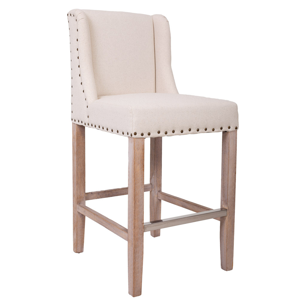 WANDERLUST DECO Taburete de Madera y Tapizado Alto con Diseño Elegante y Cómodo para Cualquier Espacio