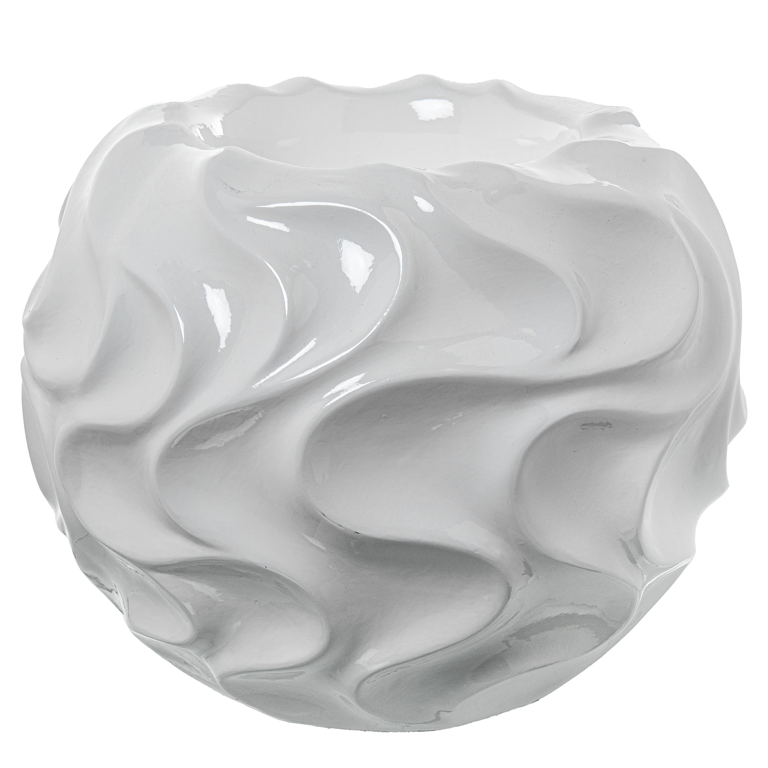 Jarron ceramica 40cm blanco brillo 50x40cm