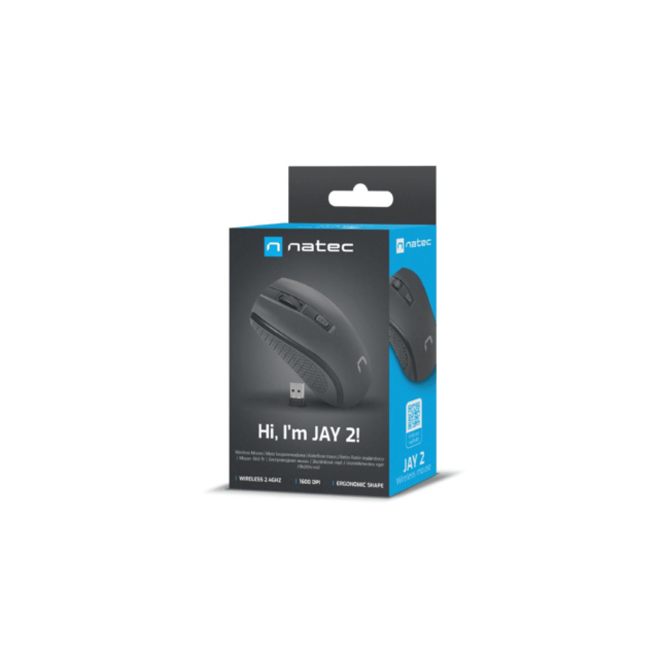 Ratón Natec Jay 2 Óptico Inalámbrico 1600 dpi Negro