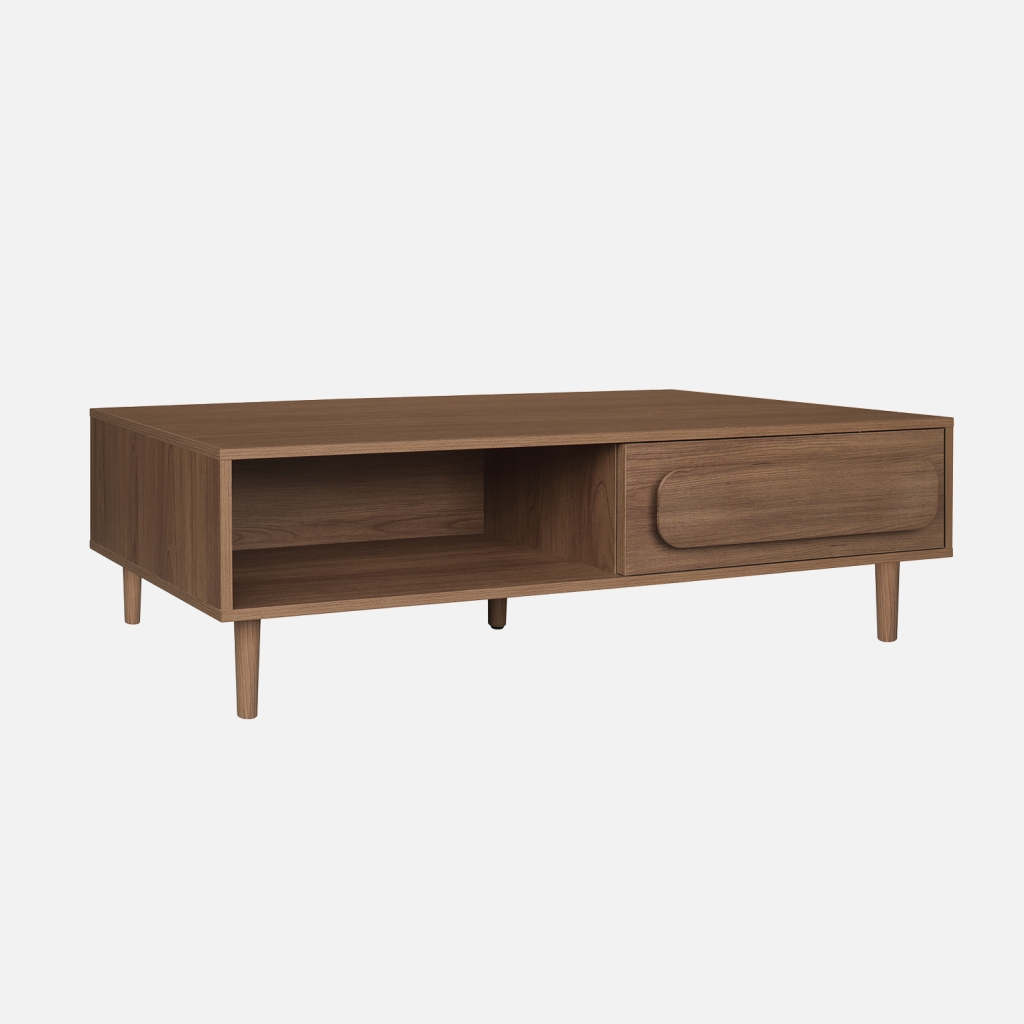 sweeek - Mesa de centro vintage con efecto madera y 1 cajón , Juliana , 120x55x38