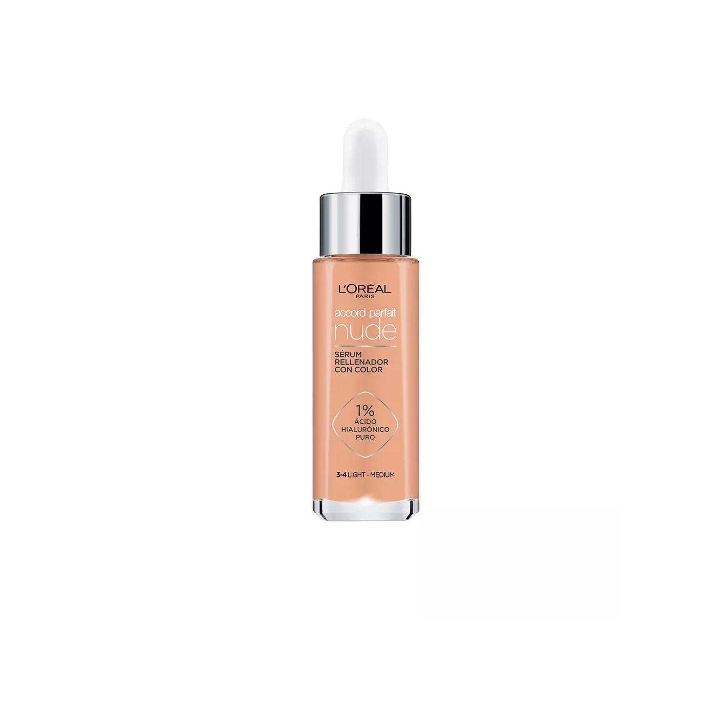 Discover L'Oréal Paris Accord Parfait Nude Serum Foundation with 1% Hyaluronic Acid, a lightweight, hydrating makeup that unifies skin tone while providing a natural, luminous finish in 6 shades for a radiant look.