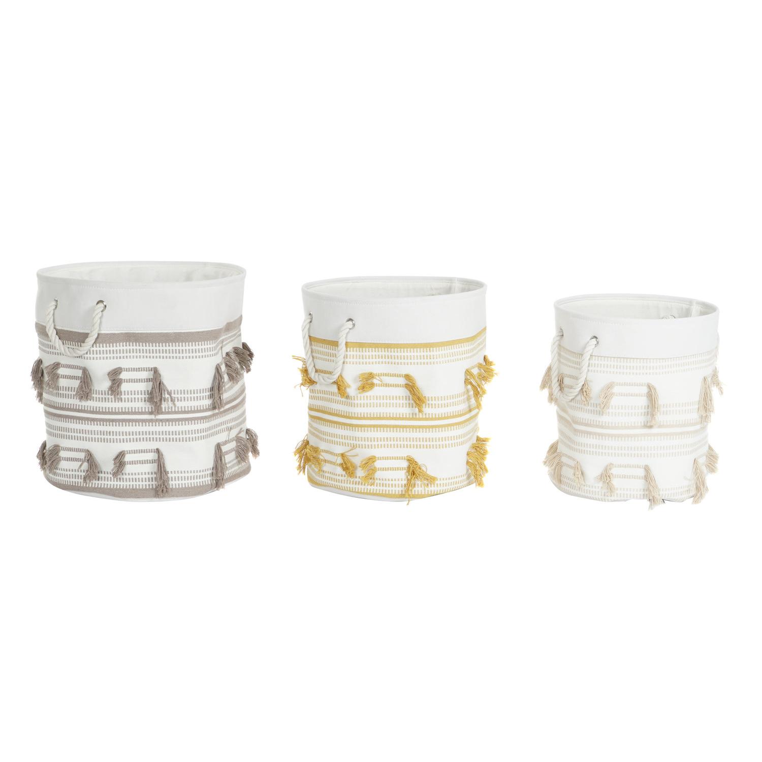 CESTA SET 3 POLIESTER ALGODON 43X43X45 FLECOS DC199160 - EL MEJOR COMPLEMENTO PARA TU HOGAR FIJALO