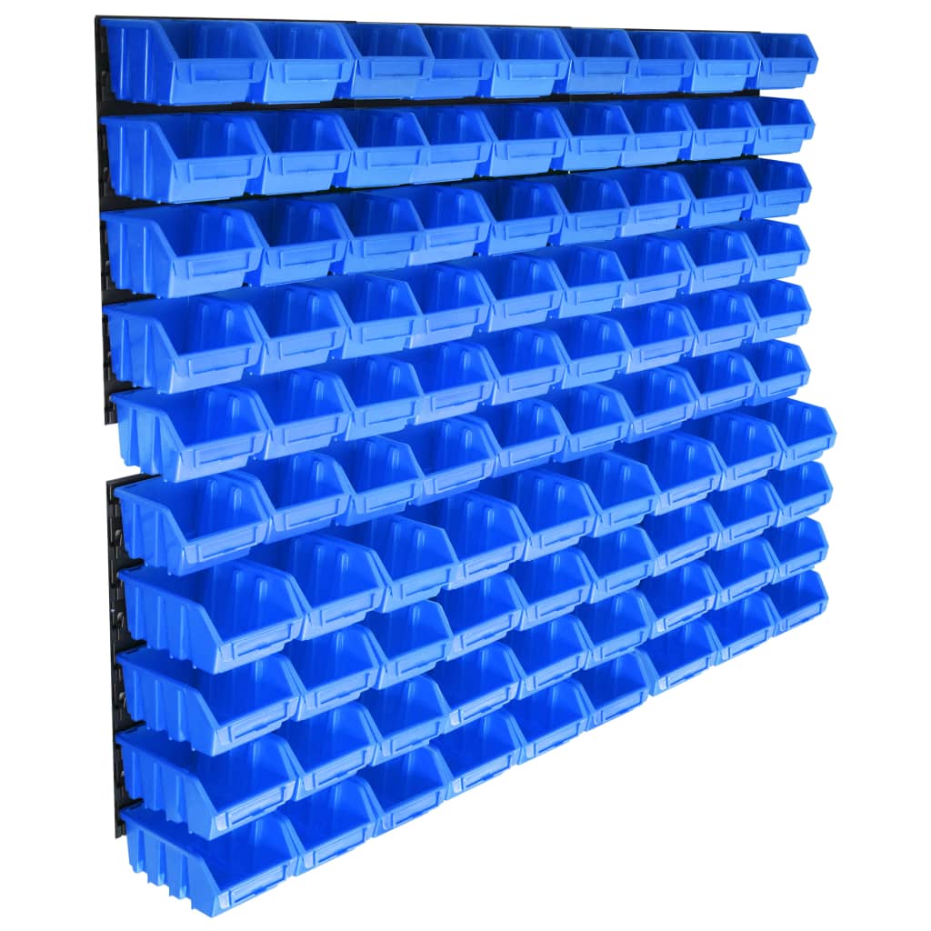 vidaXL Kit de cajas de almacenaje 96 piezas con paneles de pared azul