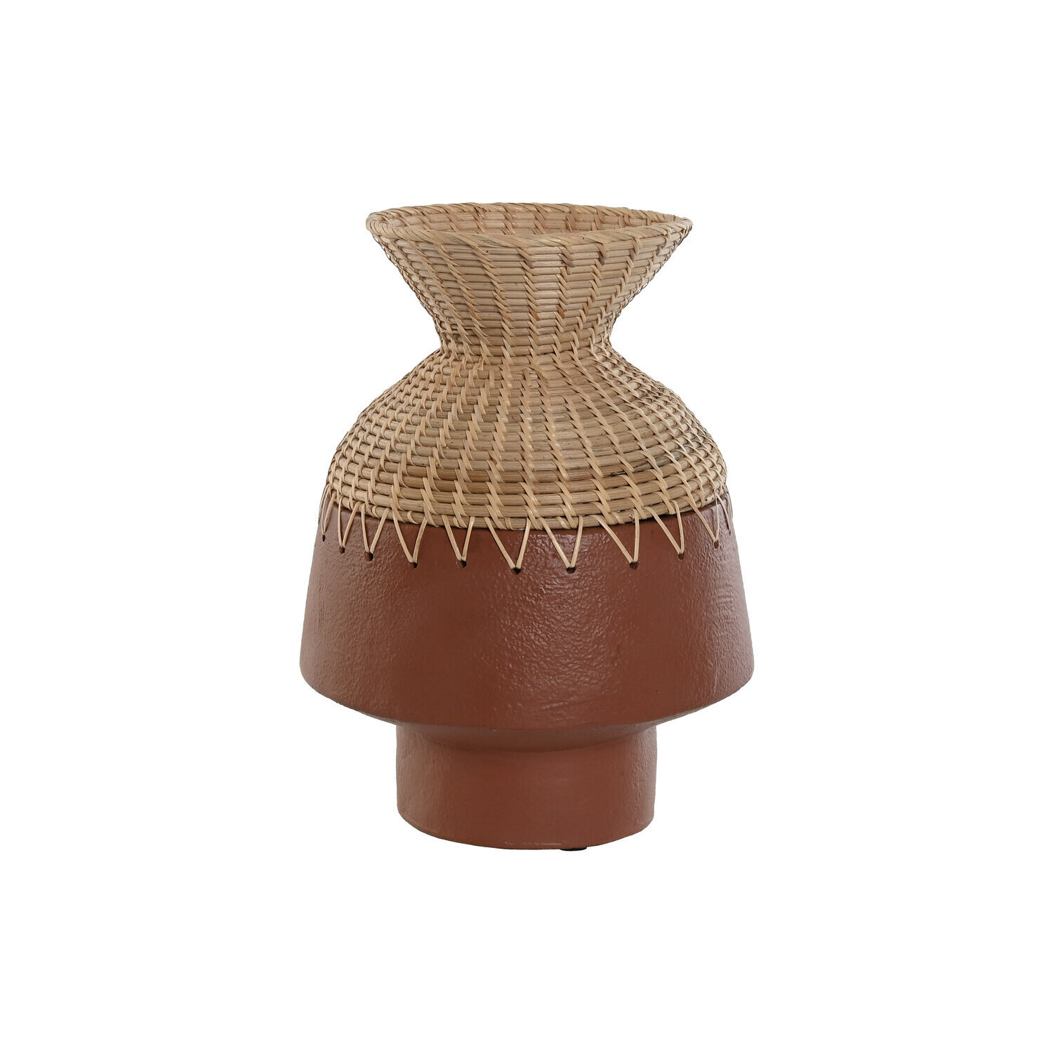 Jarron terracota ratan 24x24x35 terracota , La mejor decoración para tu hogar.