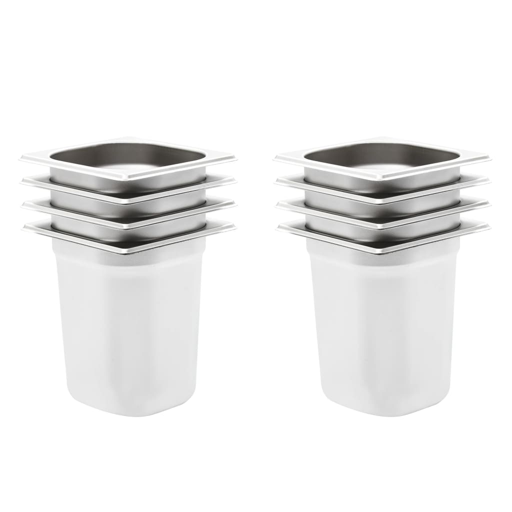 vidaXL Bandejas Gastronorm Acero Inoxidable Utensilios Accesorios Cocina Dimensiones 176 x 162 x 65 mm (12 unidades), 176 x 162 x 150 mm (8 unidades), 176 x 162 x 200 mm (8 unidades)