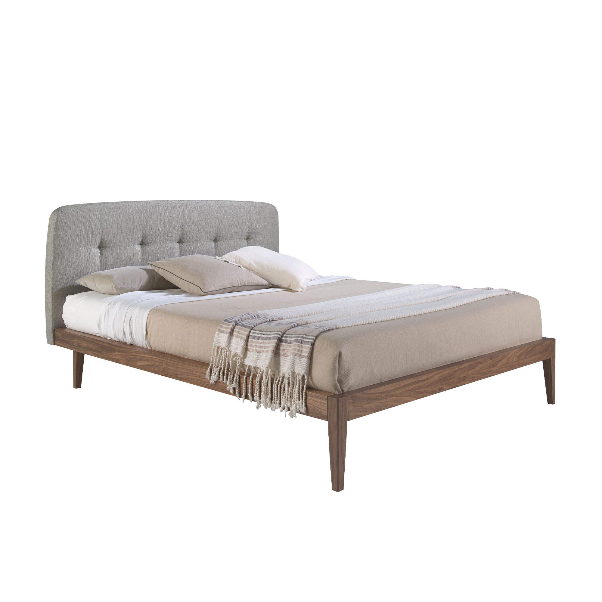 ANGEL CERDÁ 7177C Cama capitoné tela color gris , Gris , Tela , 172 x 217 x 98