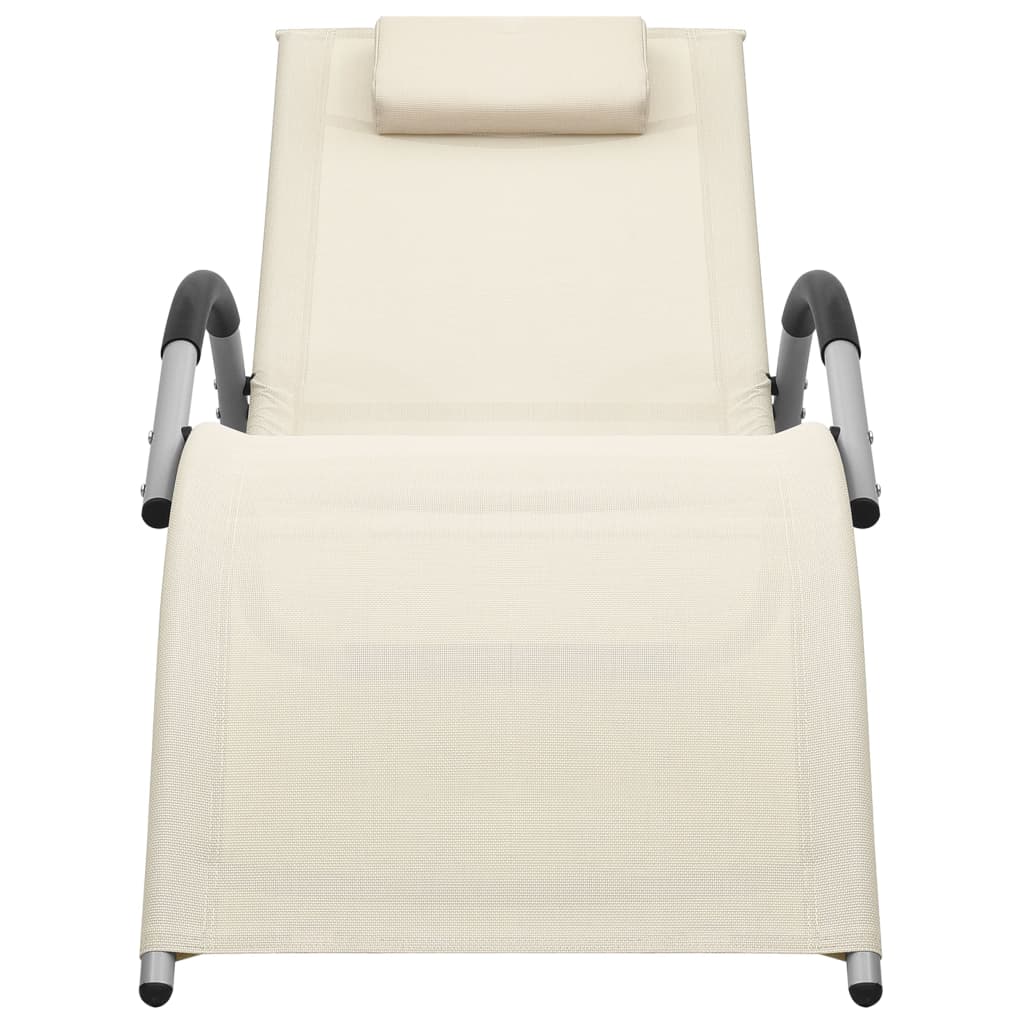 Vidaxl Tumbona de Textilene Taupé y Negro y Gris para Jardín, Playa, Piscina y Terraza