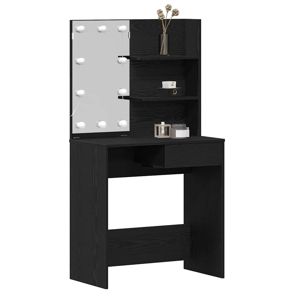 vidaXL Mesa de tocador con cajón Roble Negro 74,5 x 40 x 141 cm