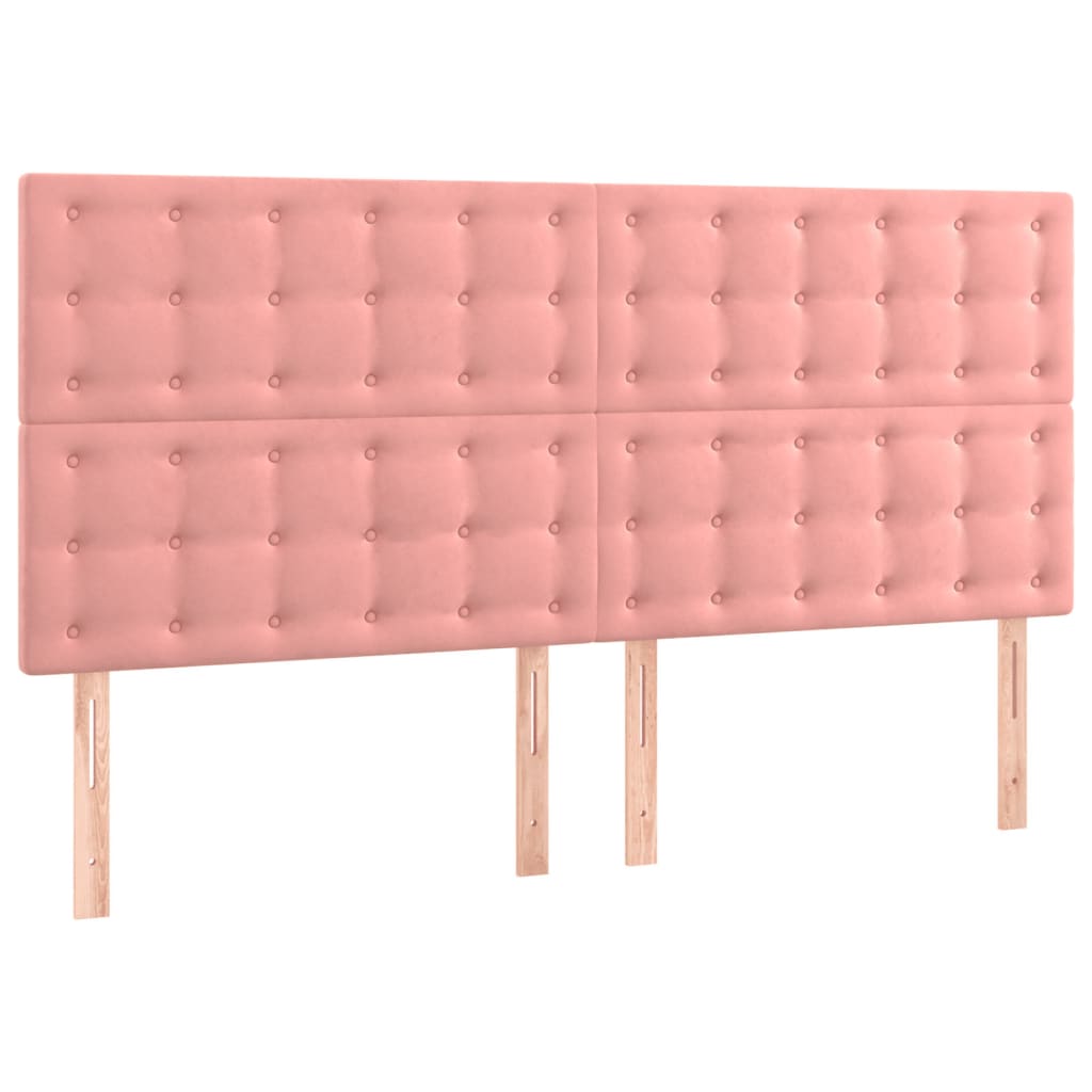 vidaXL Cabecero con luces LED terciopelo rosa 180x5x118/128 cm